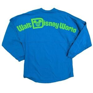 Disney Parks Walt Disney World Long Sleeve Shirt Neon Blue Spirit Jersey Small